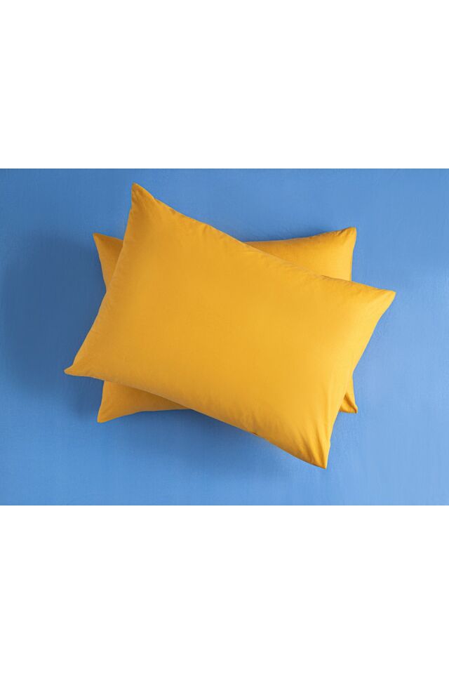 Direct Message Plain Pamuklu 2'li Yastık Kılıfı 50x70 Cm Hardal