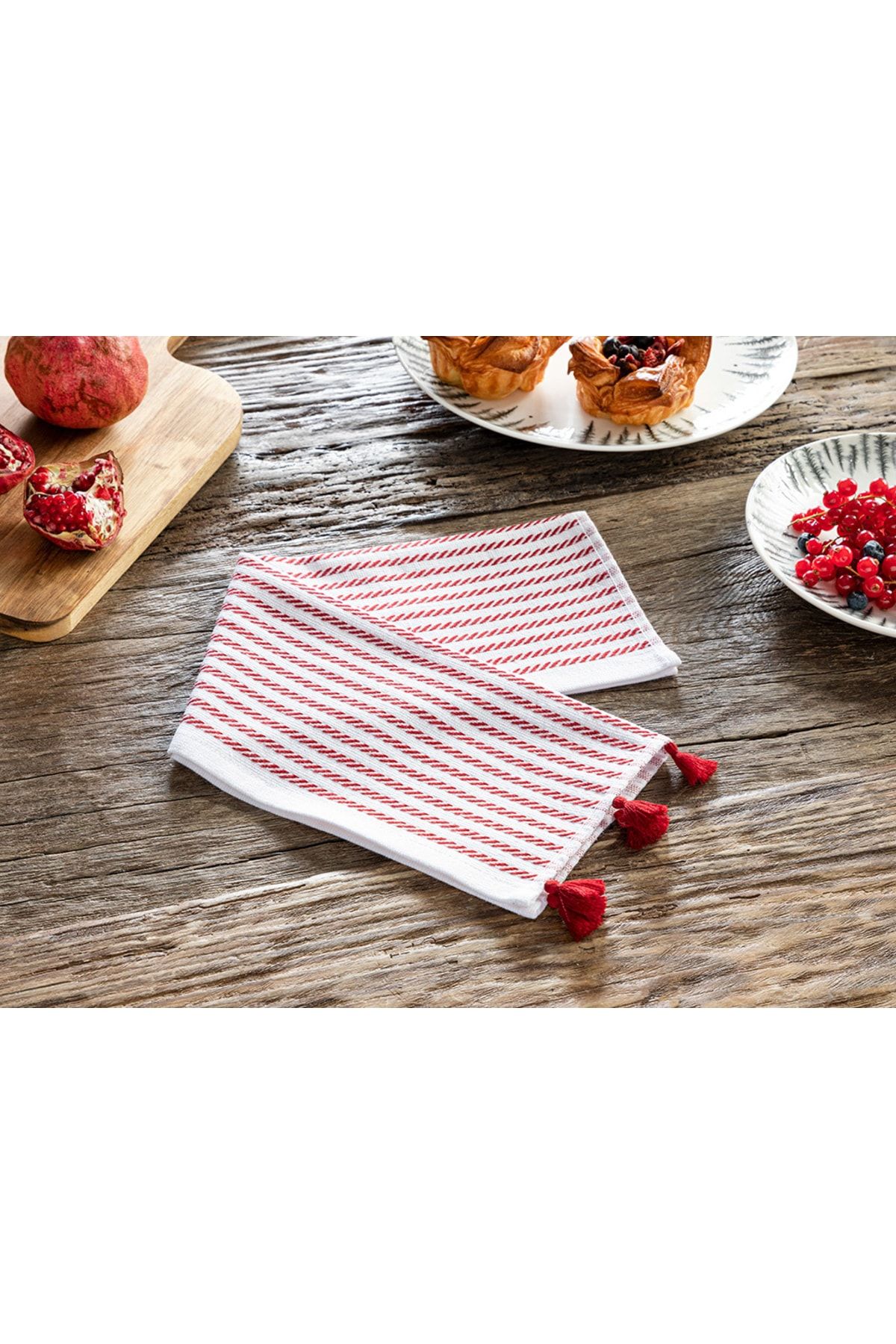 Vertical Cotton Tassel Drying Towel 30x50 Cm Red