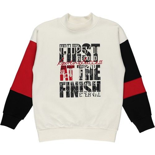 Boys' Block Colored Slogan Printed Sweatshirt