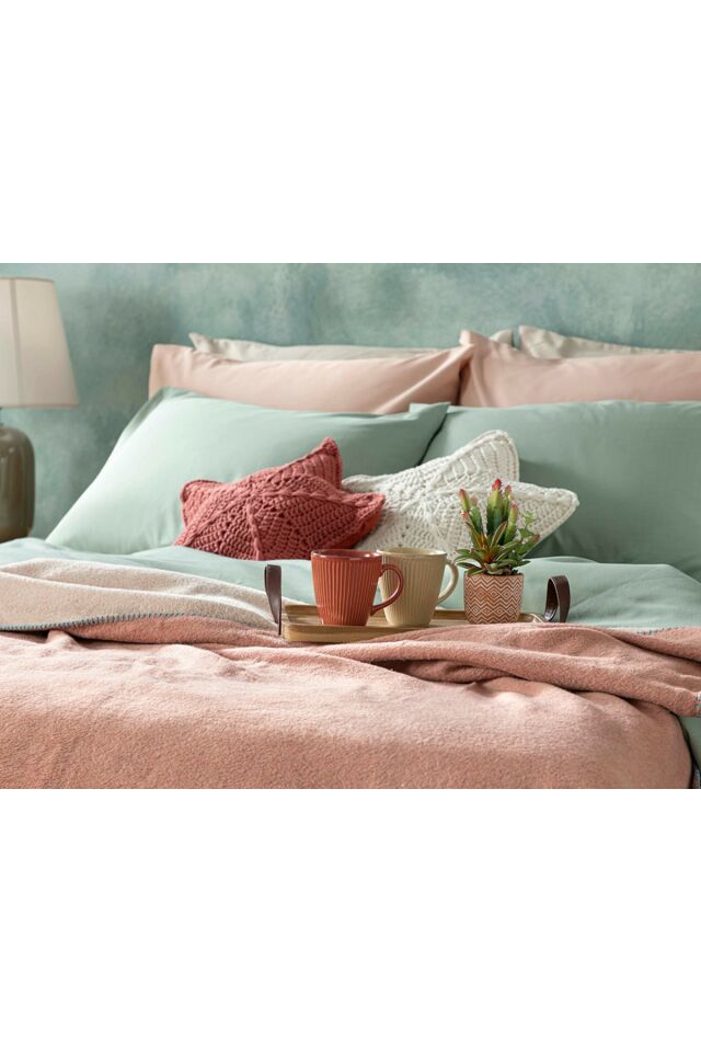 Plain Cotton Double Blanket 200x220 Cm Powder-Dry Rose