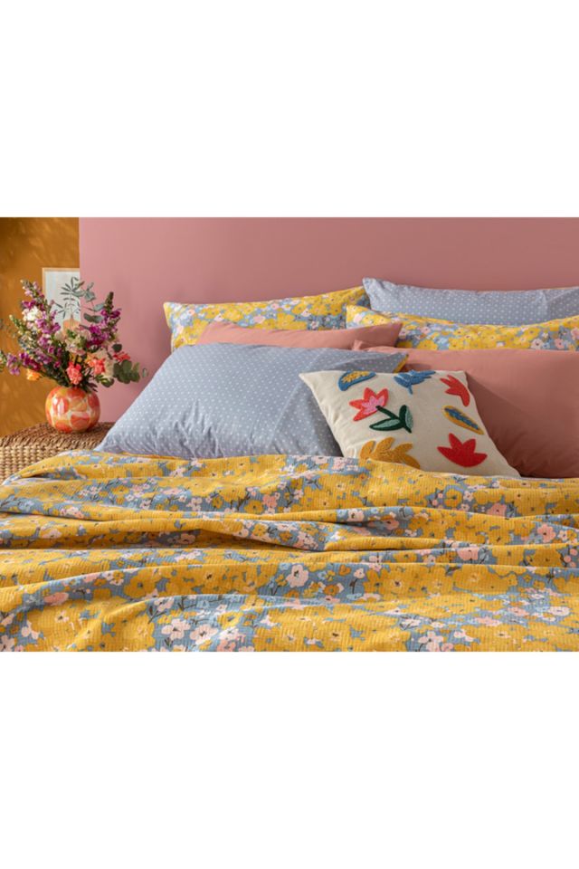 Buttercup Baskılı Çift Kişilik Pike 200x220 Cm Sarı