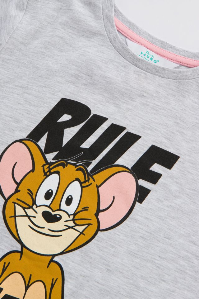 Kız Çocuk Pembe Gri Baskılı Pijama Takımı