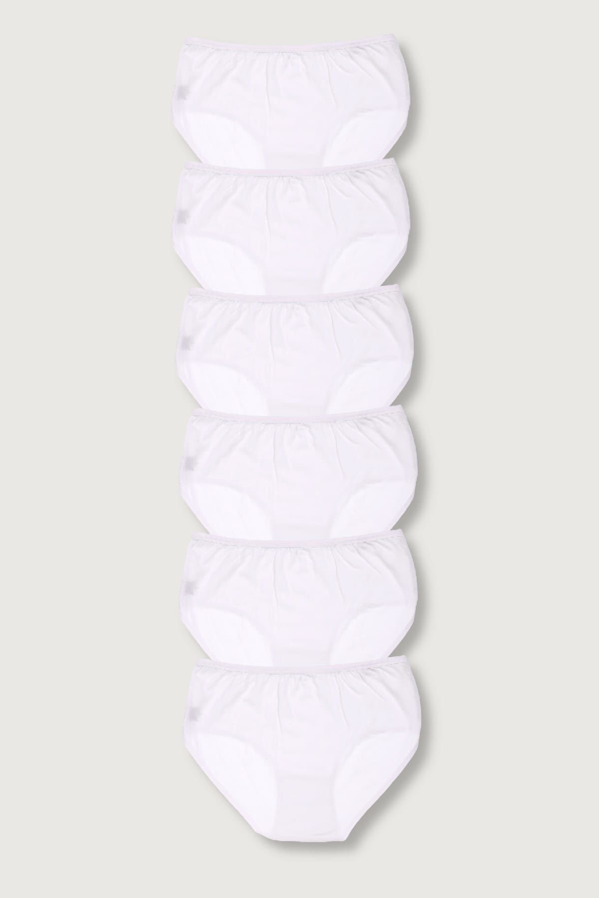 Women's White 6 Pack Cotton Rib High Waist Bato Panties