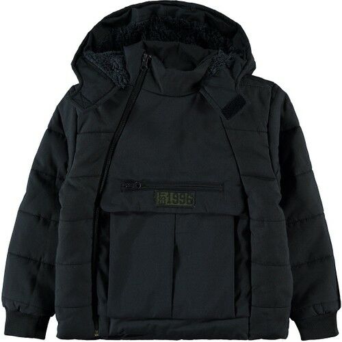 Erkek Çocuk Kapüşonlu Mont 6-9 Yaş Füme
