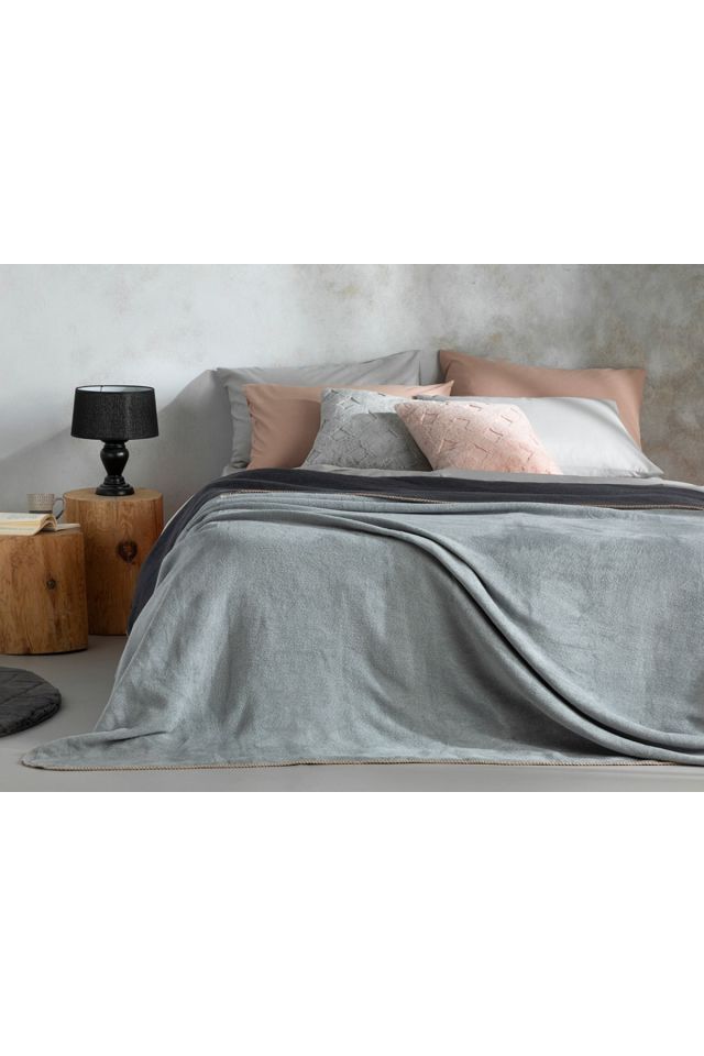 Plain Pamuklu Tek Kişilik Battaniye 150x200 Cm Gri-antrasit