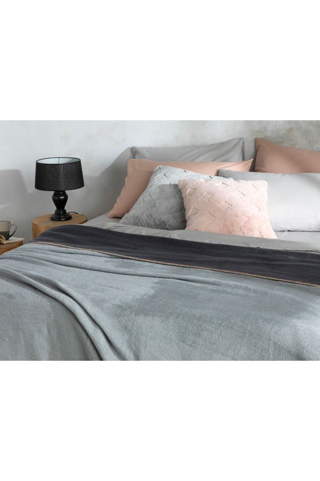 Plain Pamuklu Tek Kişilik Battaniye 150x200 Cm Gri-antrasit