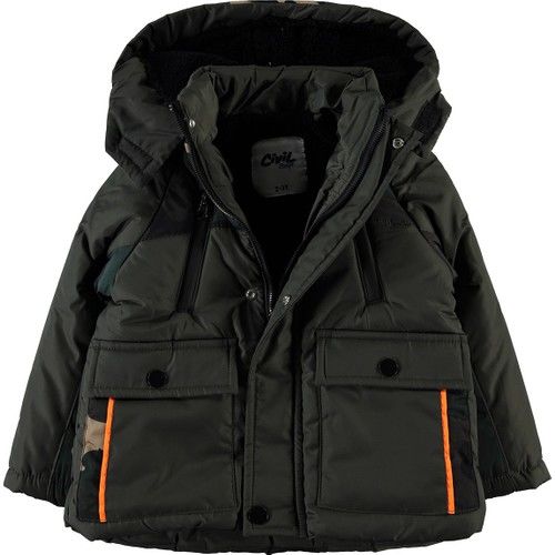 Boys Hooded Coat 2-5 Years Khaki