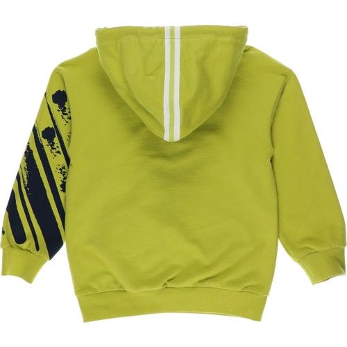 Erkek Çocuk Kapüşonlu Şeritli Baskı Detay Sweatshirt