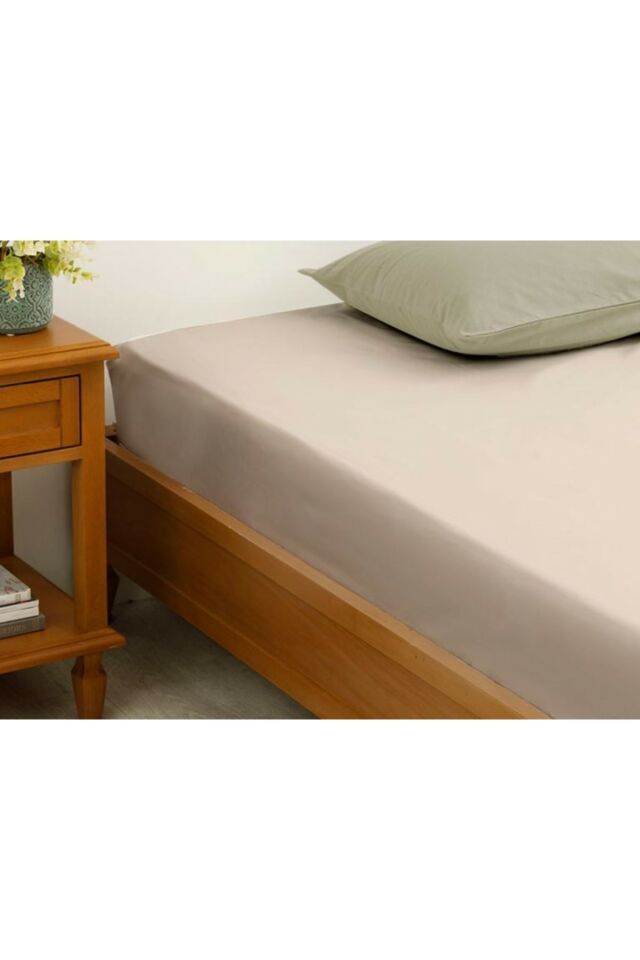 Plain Cotton Single Elastic Bed Sheet 100x200 Cm Coffee Foam