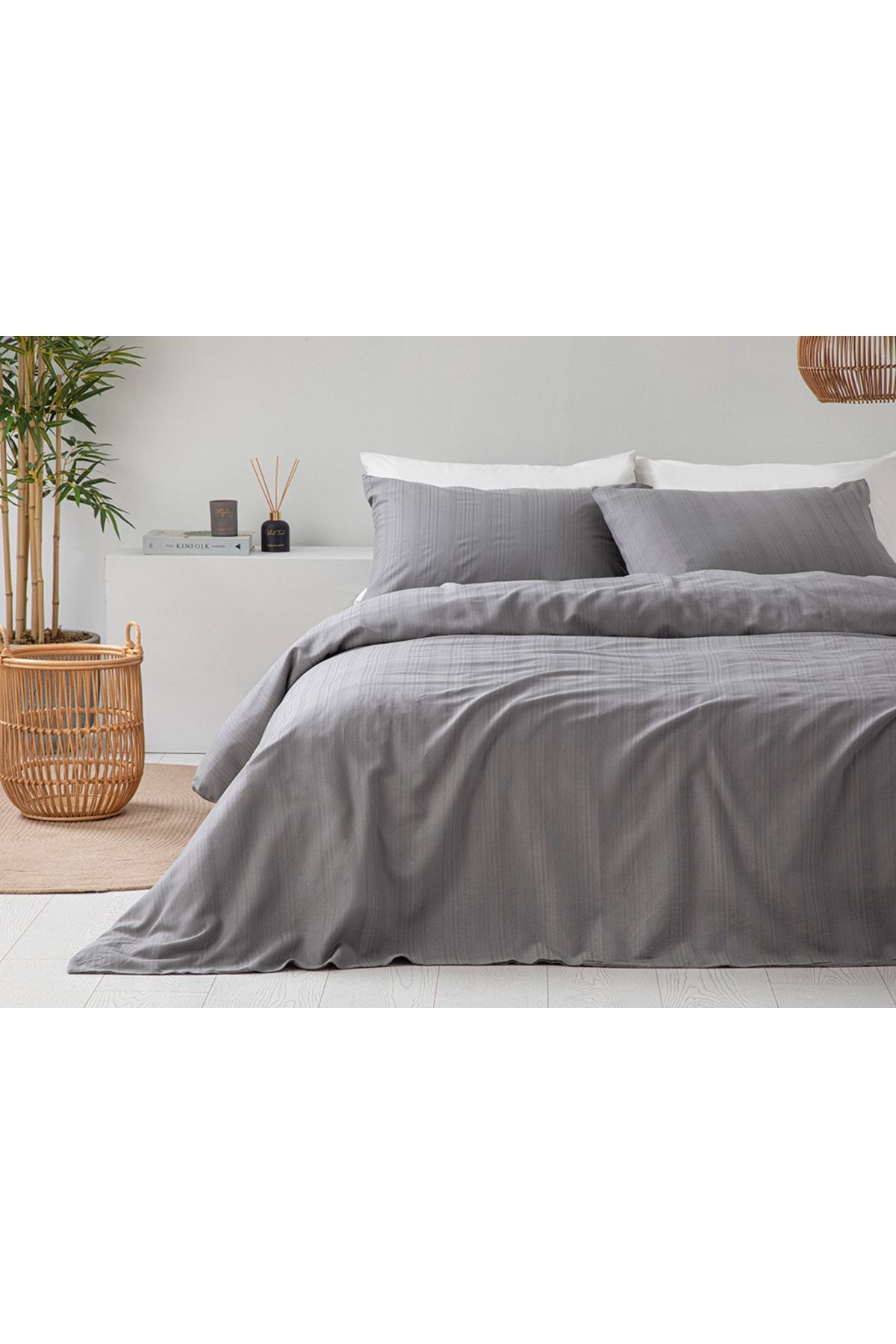 Aurora Silky Touch Çift Kişilik Nevresim Takımı 200x220 Cm Gri