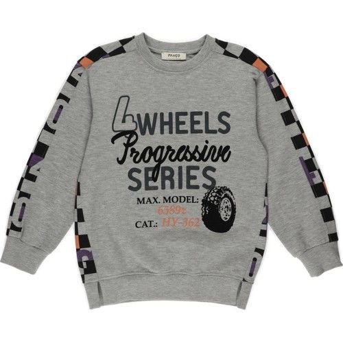 Erkek Çocuk Baskılı Etek Ucu Kesik Detaylı Sweatshirt
