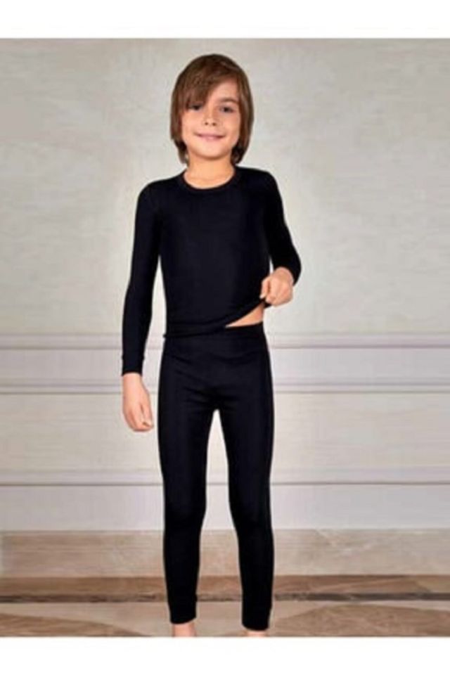 Boys Thermal Under-Top Set Suit Black