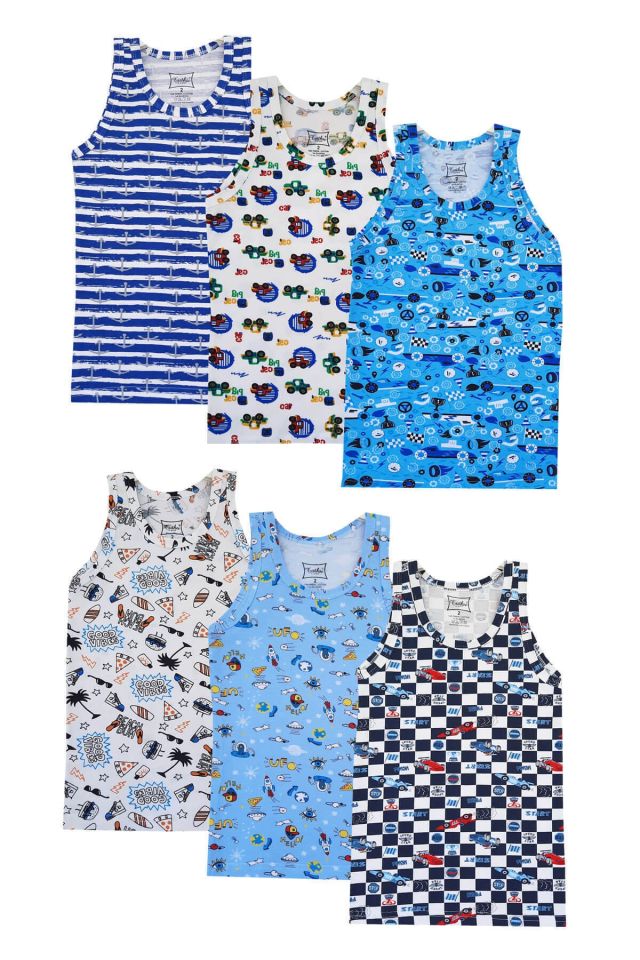 6 Pieces Boys Colorful Athlete Cotton Suspended Elastane Padded