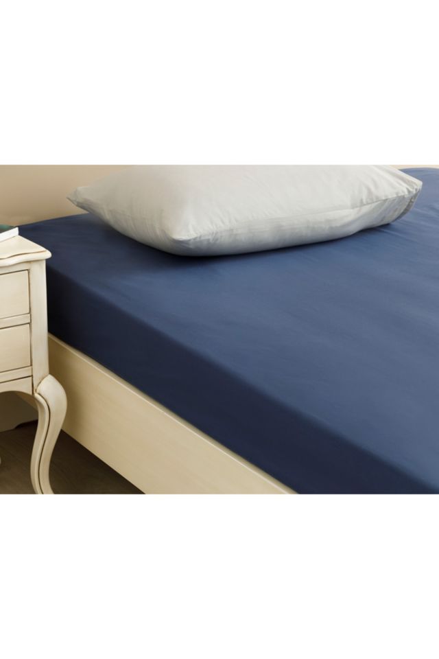 Düz Pamuklu Tek Kişilik Lastikli Çarşaf 100x200 Cm Gece Mavisi