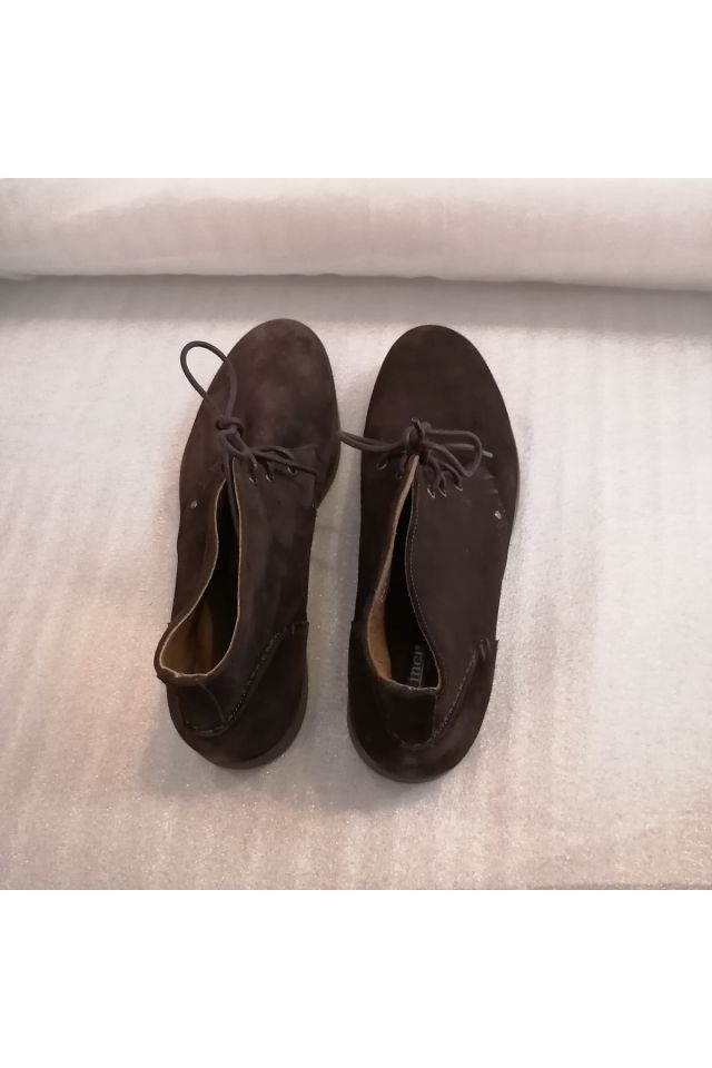 Men's Genuine Suede Dark Brown Thick Serrated Hard Rubber Sole Non-Slip Laced Ankle Boots