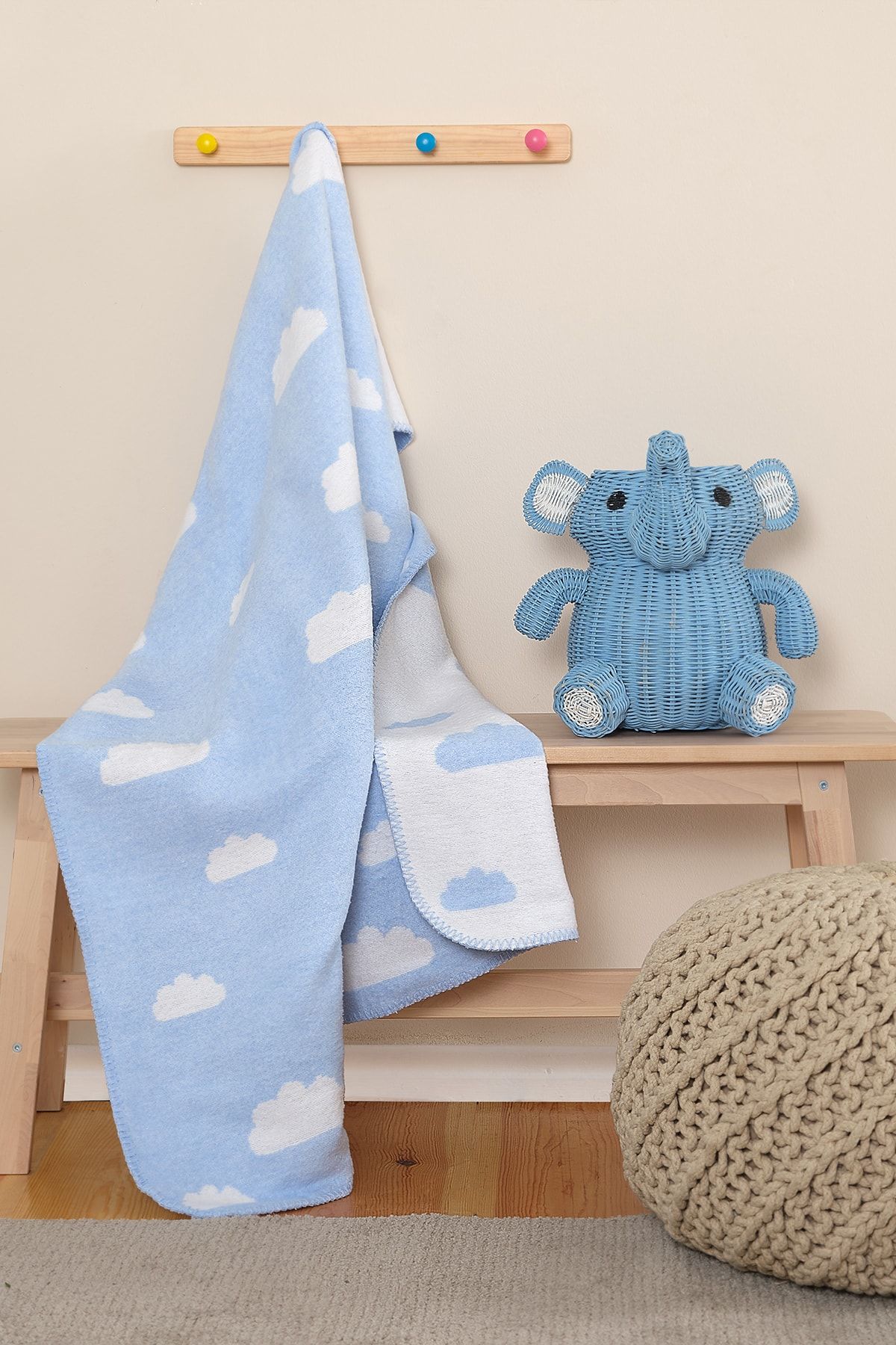 Cloud Blue Baby Cotton Blanket