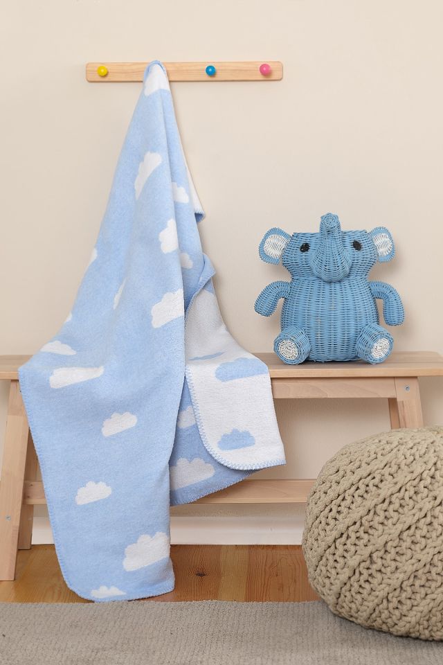 Cloud Blue Baby Cotton Blanket
