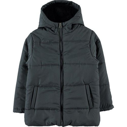 Erkek Çocuk Kapüşonlu Mont 6-10 Yaş Füme