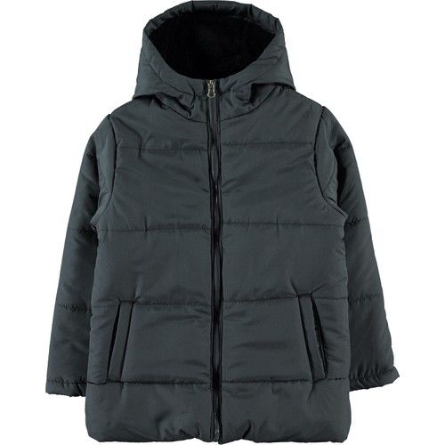 Erkek Çocuk Kapüşonlu Mont 6-10 Yaş Füme