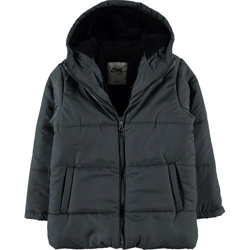 Erkek Çocuk Kapüşonlu Mont 6-10 Yaş Füme