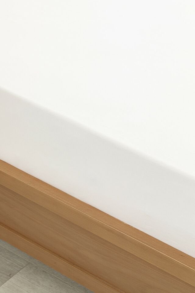 Düz 2 Pamuklu Tek Kişilik Lastikli Çarşaf 100X200 Cm Beyaz