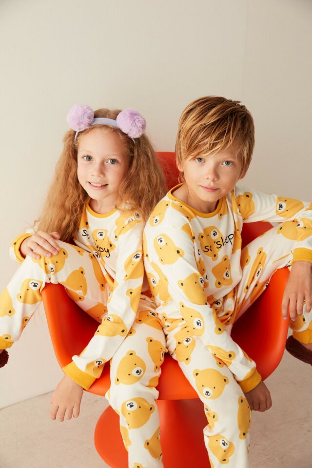 Beyaz Erkek Çocuk U. Bear Termal Pijama Takımı