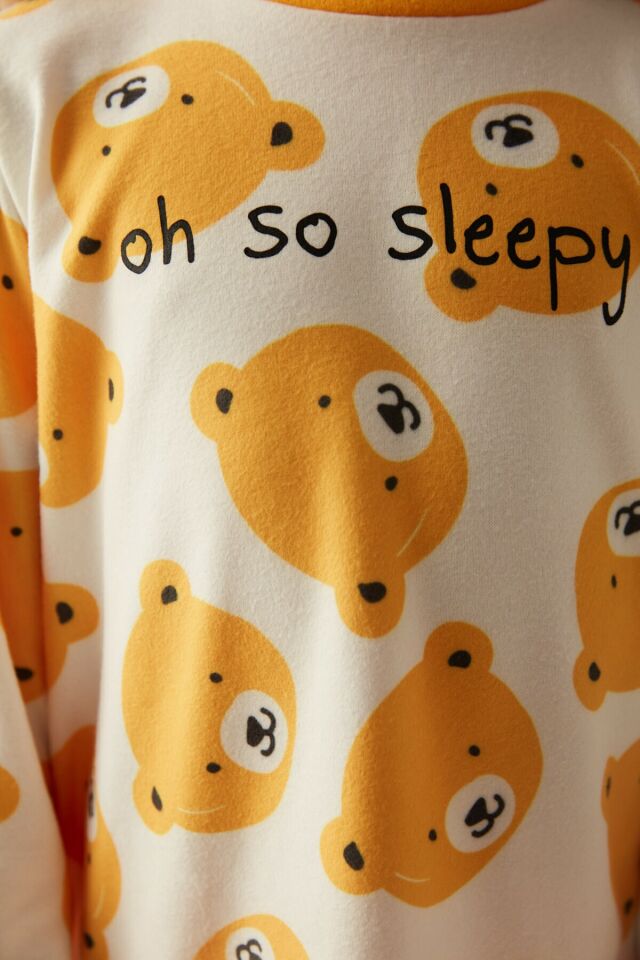Beyaz Erkek Çocuk U. Bear Termal Pijama Takımı