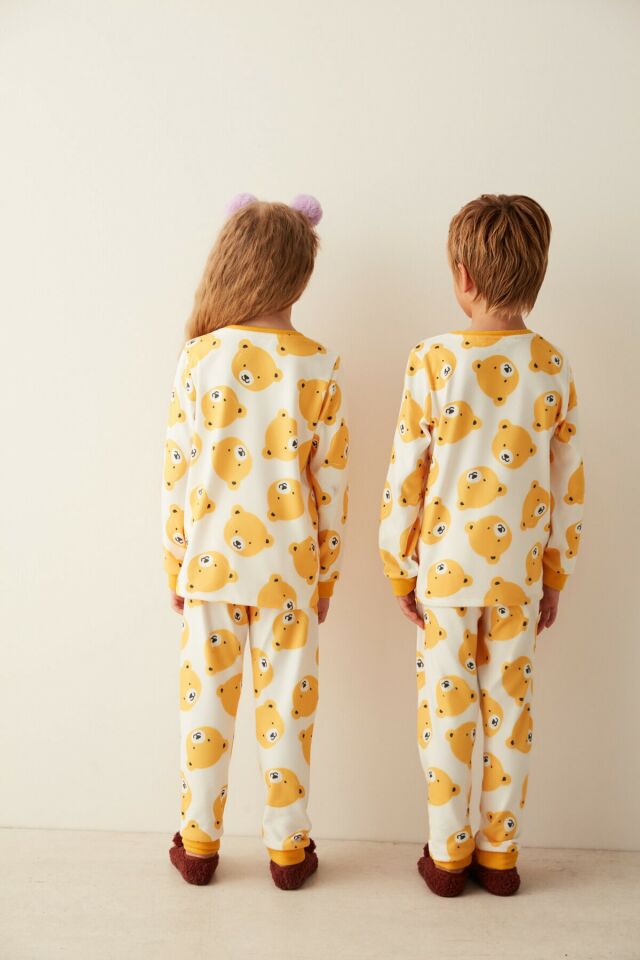 Beyaz Erkek Çocuk U. Bear Termal Pijama Takımı
