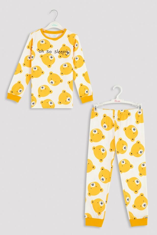 Beyaz Erkek Çocuk U. Bear Termal Pijama Takımı