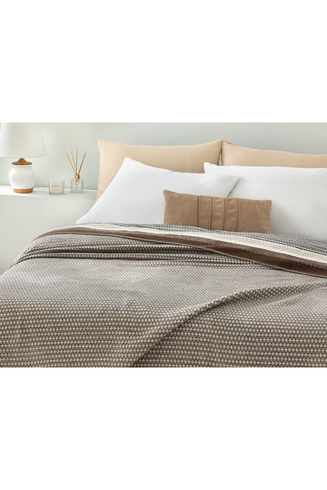 Blurred Dots Cotton Double Blanket 200x220 Cm Beige