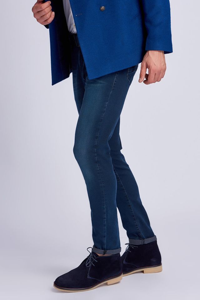Genuine Leather Suede Navy Blue Men's Boots & Booties