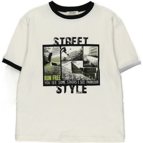 Erkek Çocuk Bisiklet Yakalı , Baskılı Uzun Kollu T-Shirt