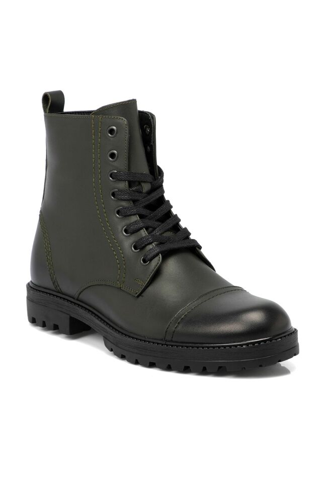Green Leather Men's Boots