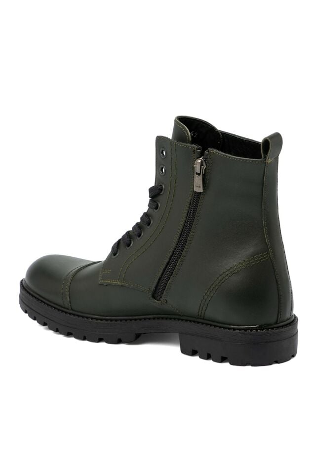 Green Leather Men's Boots