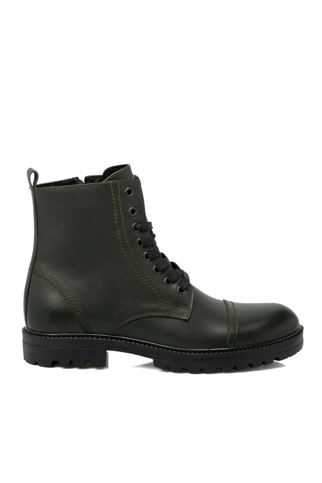 Green Leather Men's Boots