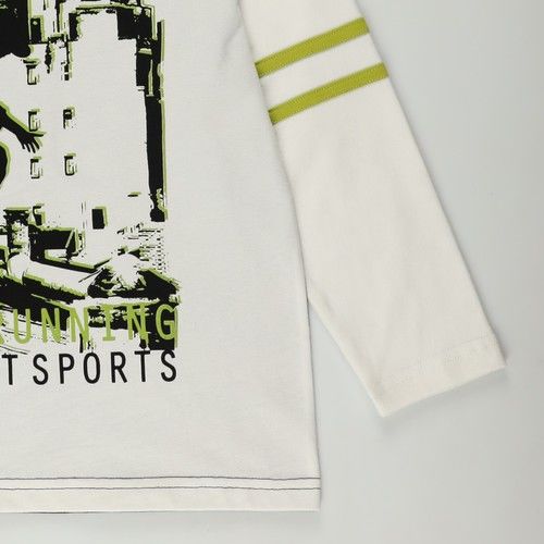 Erkek Çocuk Bisiklet Yakalı Baskılı Uzun Kollu T-Shirt