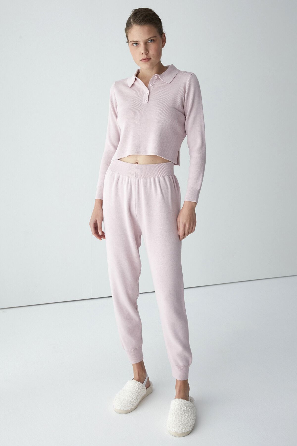 Lilac Pinkish Knit Pants Pajama Bottoms