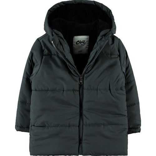 Erkek Çocuk Kapüşonlu Mont 2-5 Yaş Füme