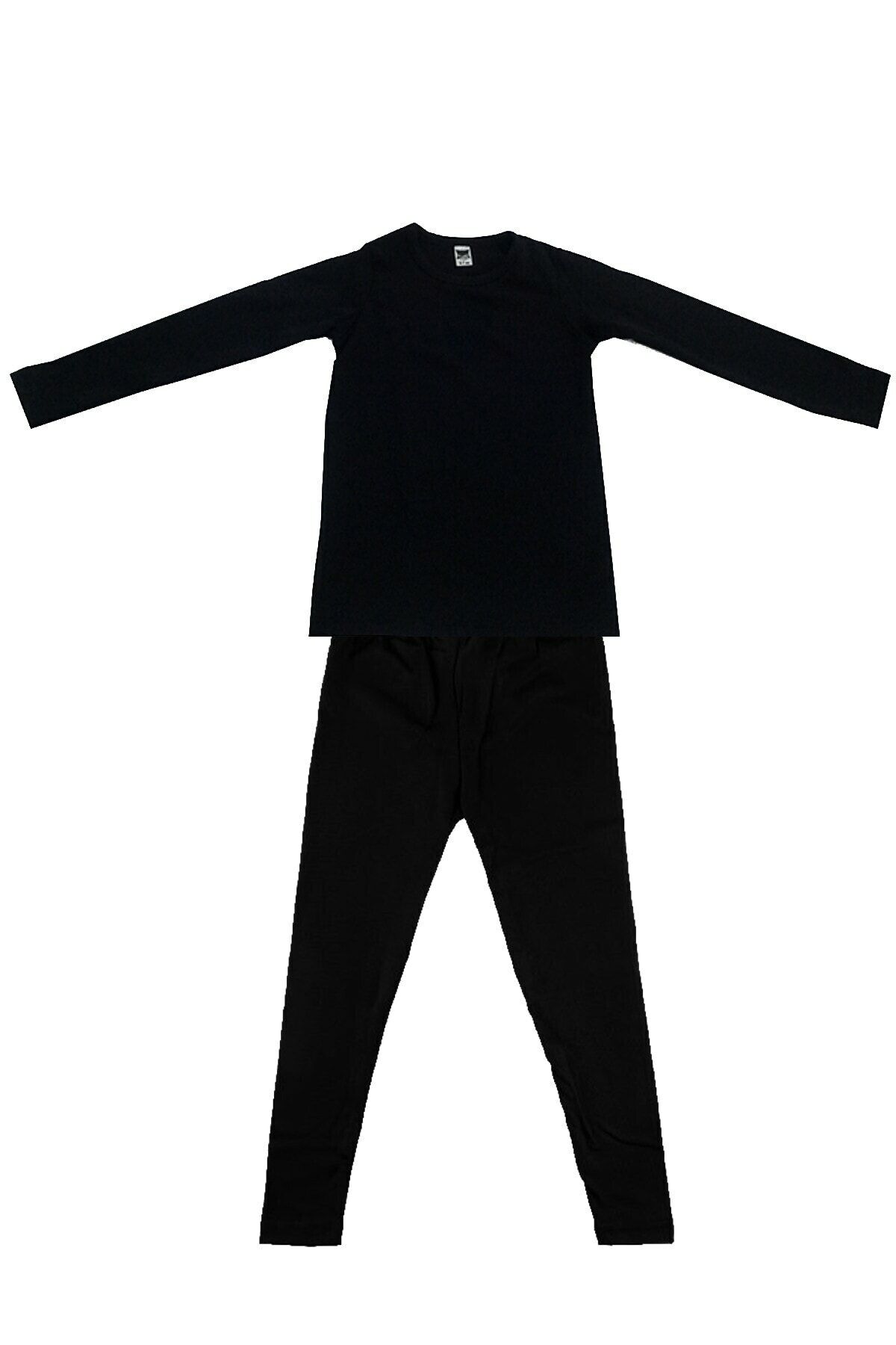 Kids Black Long Sleeve Viscose Raised Suit Thermal Clothing & Underwear