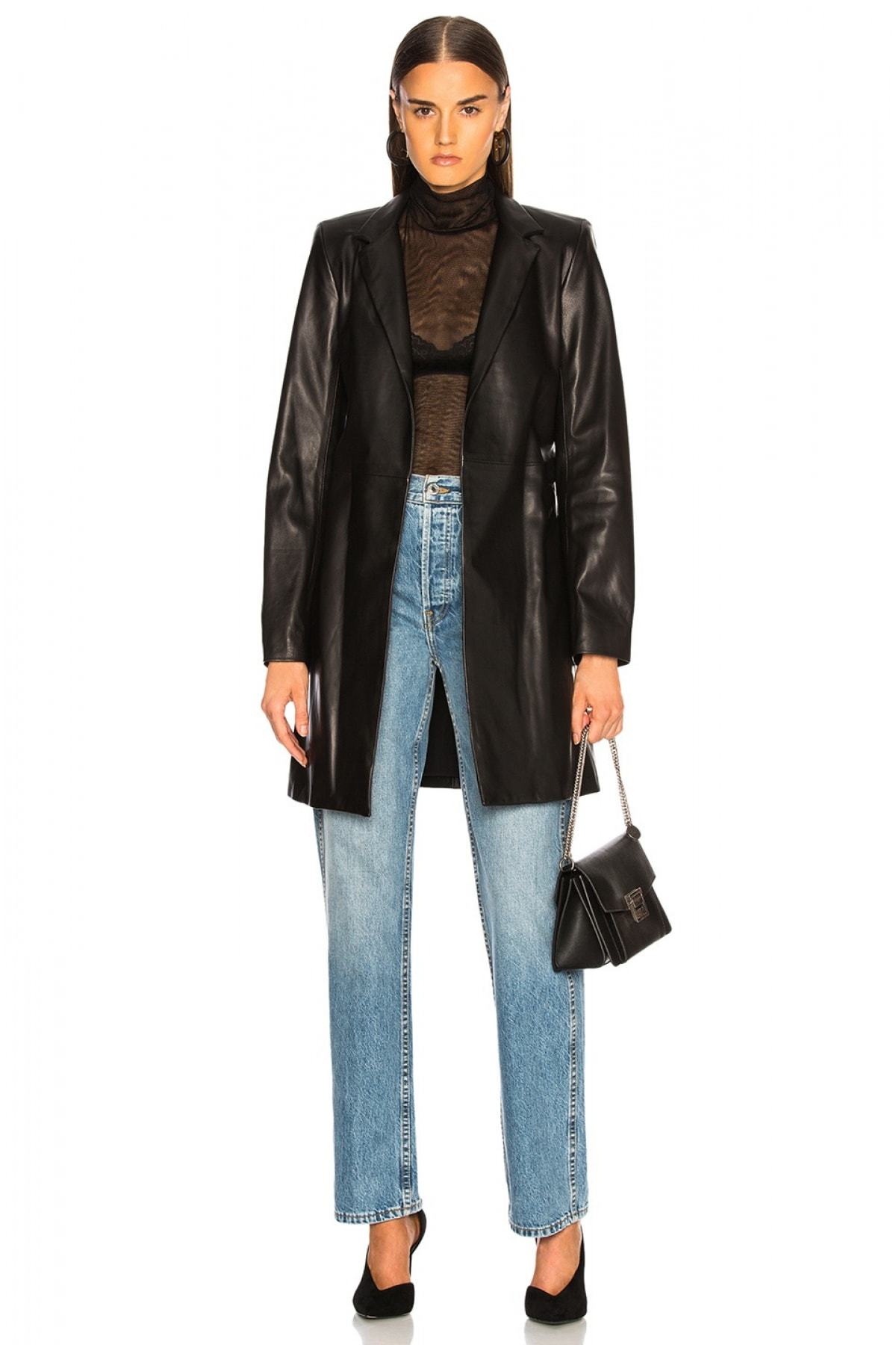Women's Belted Long Leather Jacket 4501627