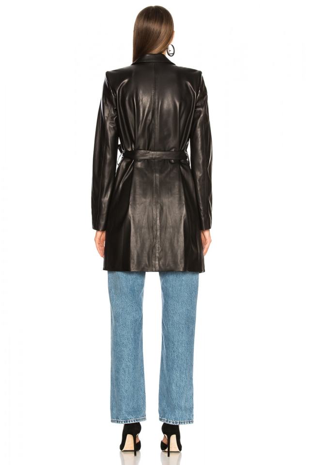 Women's Belted Long Leather Jacket 4501627