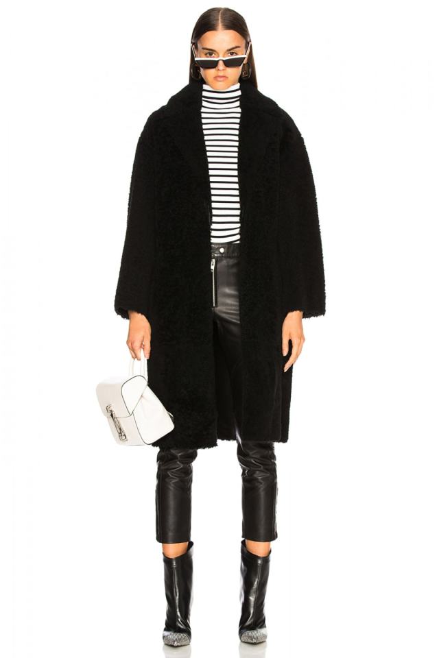Women's Black Buttonless Belted Wool Felt Coat 4525360