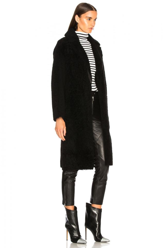 Women's Black Buttonless Belted Wool Felt Coat 4525360