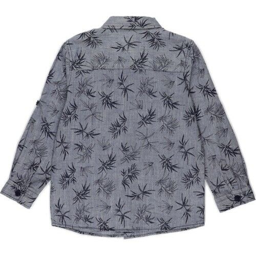 Boy's Leaf Patterned Folded Sleeve Shirt