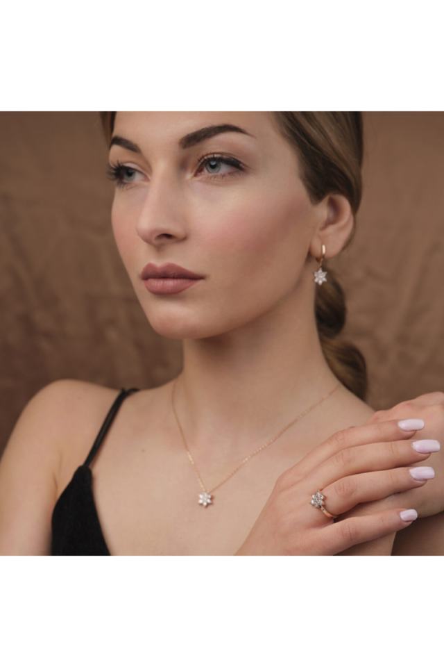 Çiçek Rose Kadın Gümüş Set