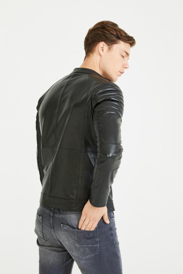 Men's Genuine (Real) Leather Coat Frank Black 111503