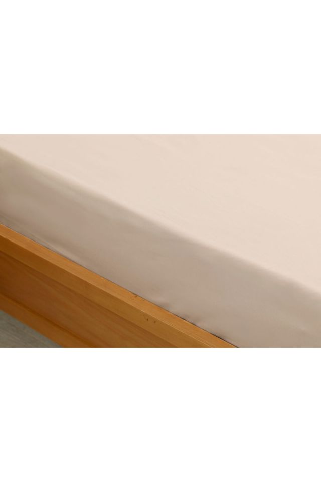 Düz Pamuklu Tek Kişilik Çarşaf 160x240 Cm Kahve Köpüğü