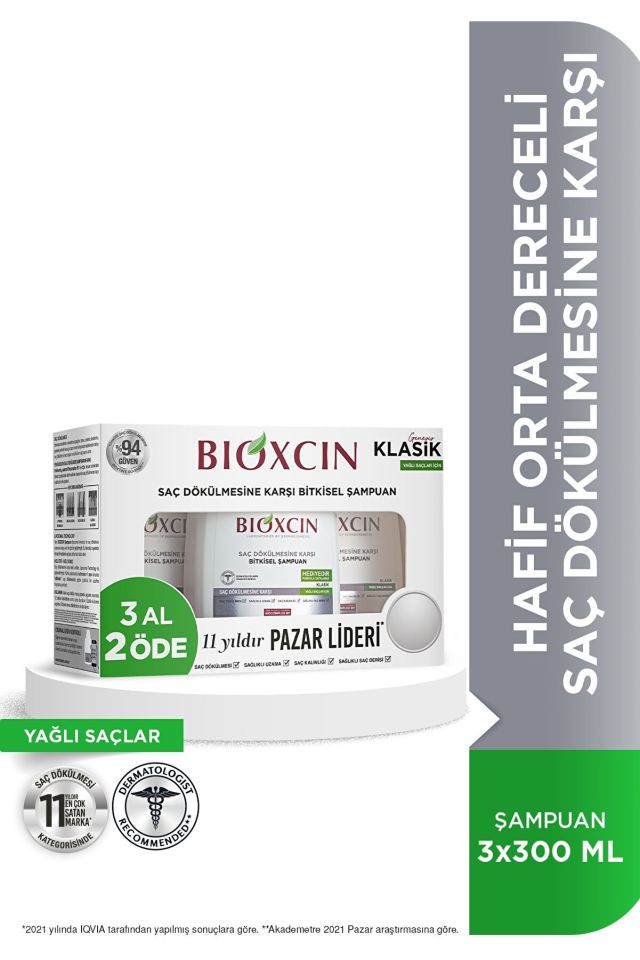 Bioxcin Genesis Yağlı Saçlar İçin Şampuan 3x300 ml Klasik