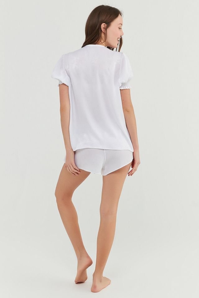 Bridal Pure Satin Ss Shirt Shorts Pajamas Set