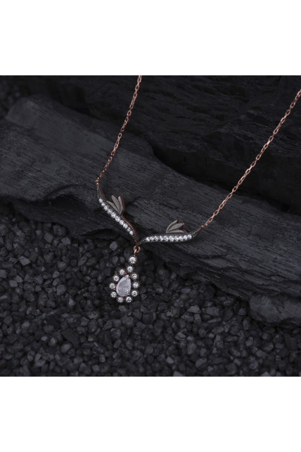 Drop Stone and Angel Wing Silver Women's Necklace